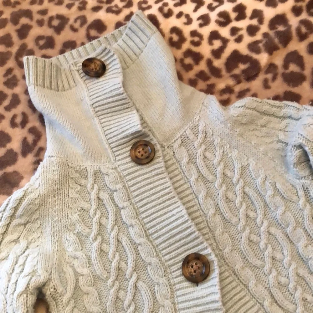 GapKids Button Chunky Cable Knit Cocoon Sweater in Blue Size XS 4 5